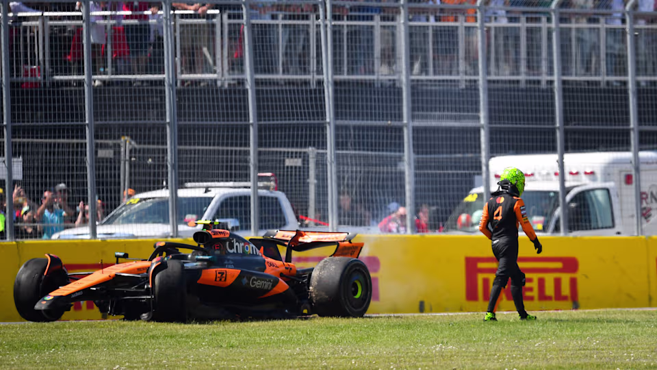 Lando Norris crash di balap F1 Kanada 2025