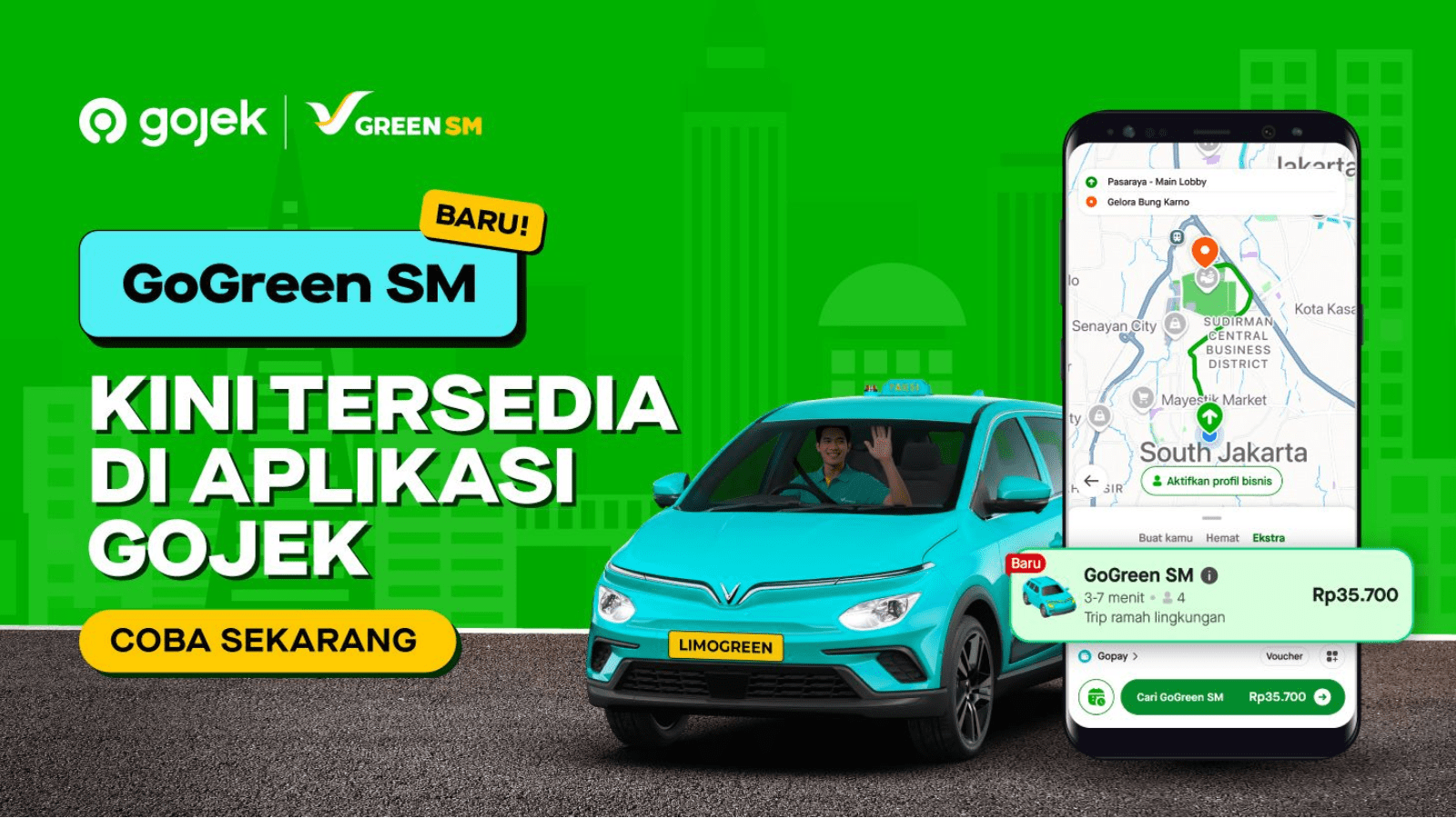 XanhSM bisa via aplikasi Gojek
