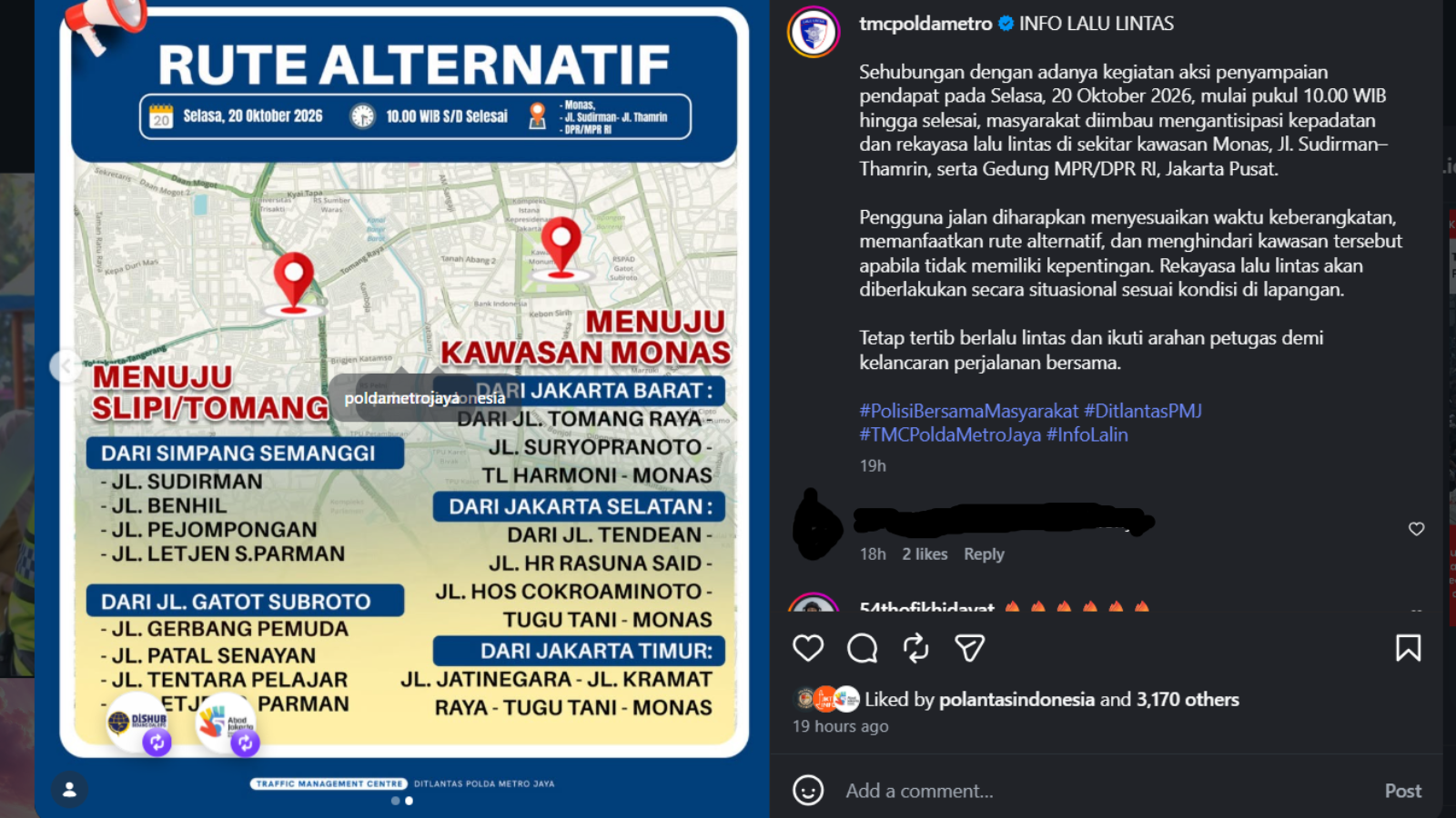 rute alternatif demo Jakarta hari ini